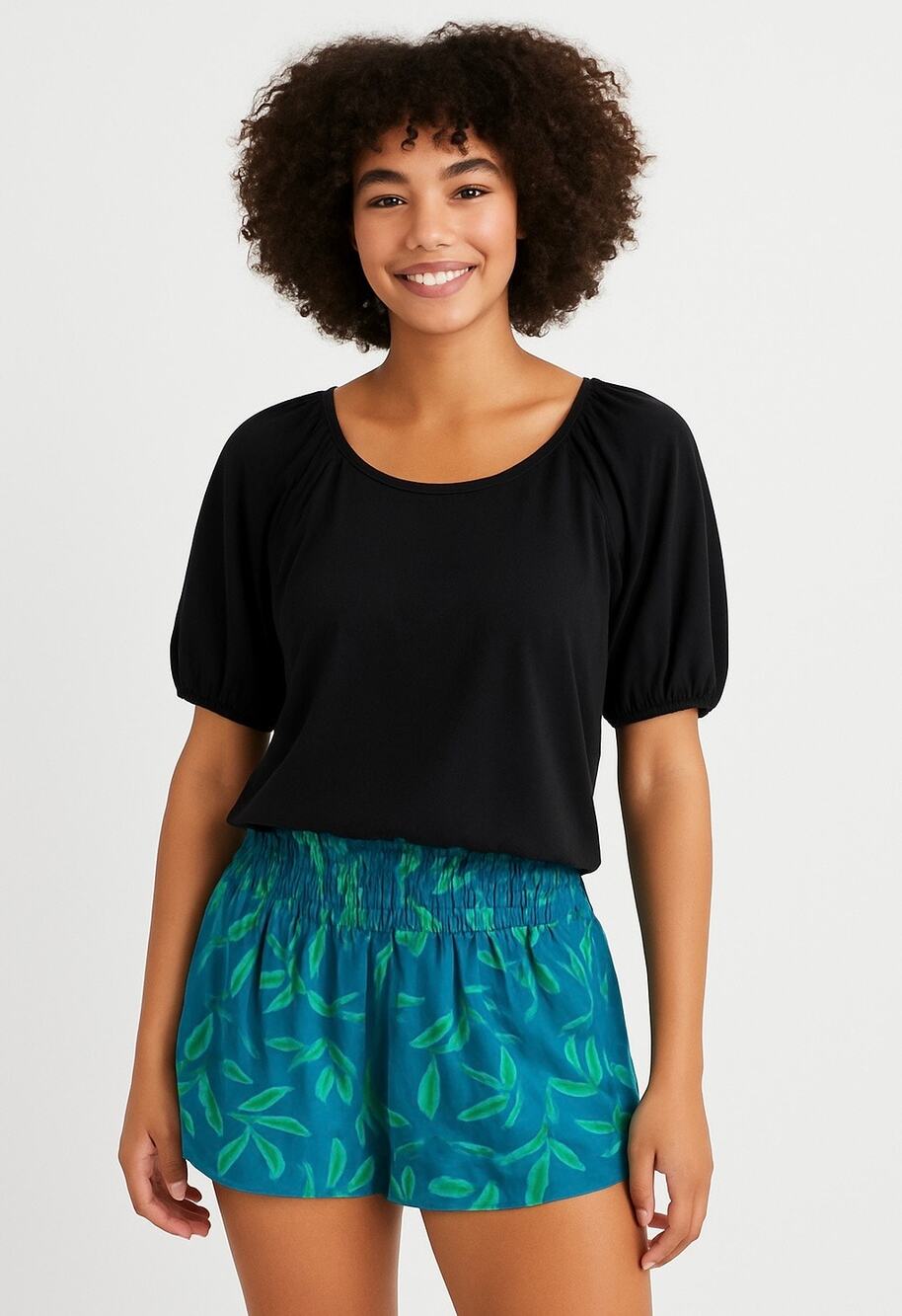 Aerie Bubble Sleeve T-Shirt Black